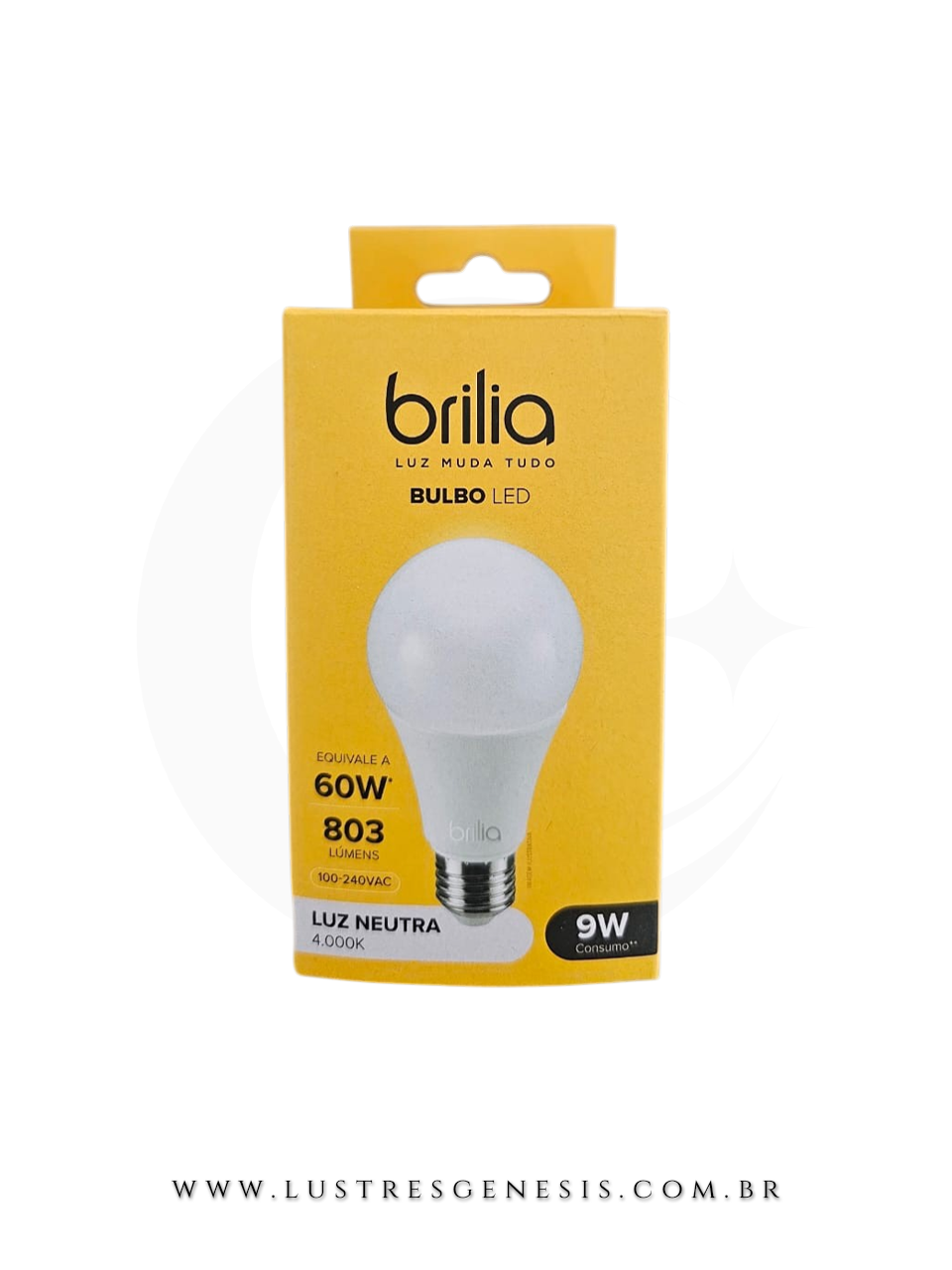 Luminaria LED Bulbo 9W E27 Branco Luz Neutra 4000k Bivolt Longa Vida Sala Estar Quarto Cozinha Banheiro Escritório